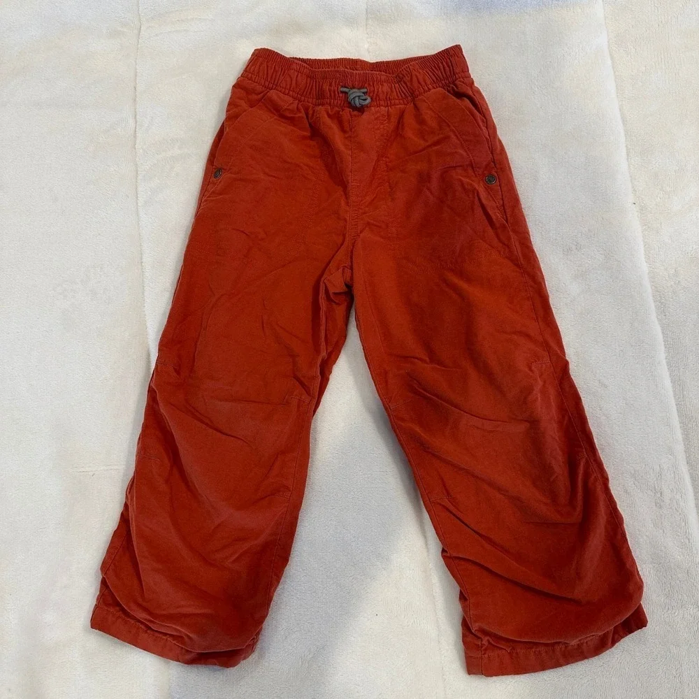 Janie and Jack Kids 3T Orange Cotton Blend Pull On Pants Car Graphic Back Pocket
